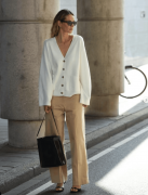    秋天白色针织衫如许搭配